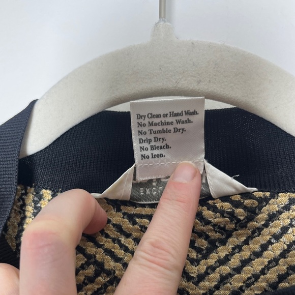 Misook Tan Black Geometric Print Snap Jacket Sz Small Lightweight Open Weave - Picture 8 of 8